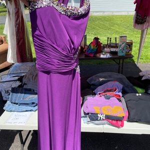 Purple One Shoulder Prom Dress